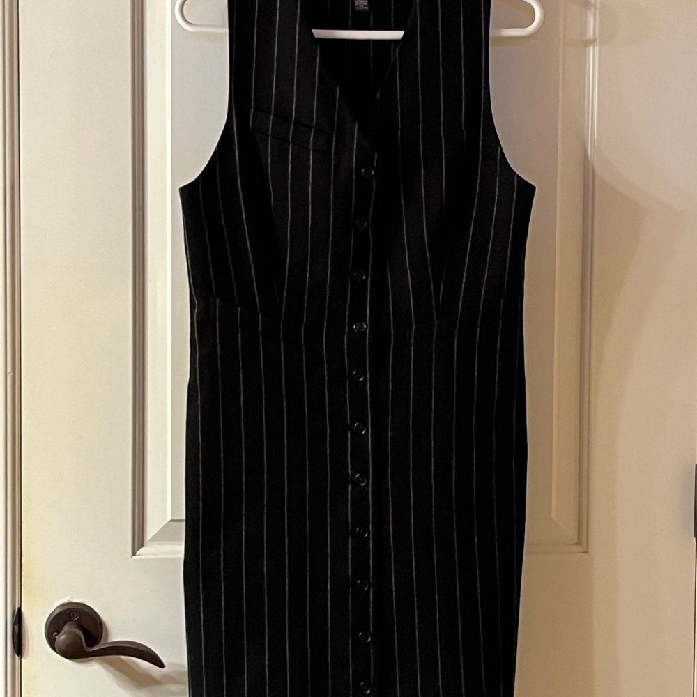Vintage early 90s Ralph Lauren Chalk Stripe / Pin Stripe Vest Style Jumper Dress